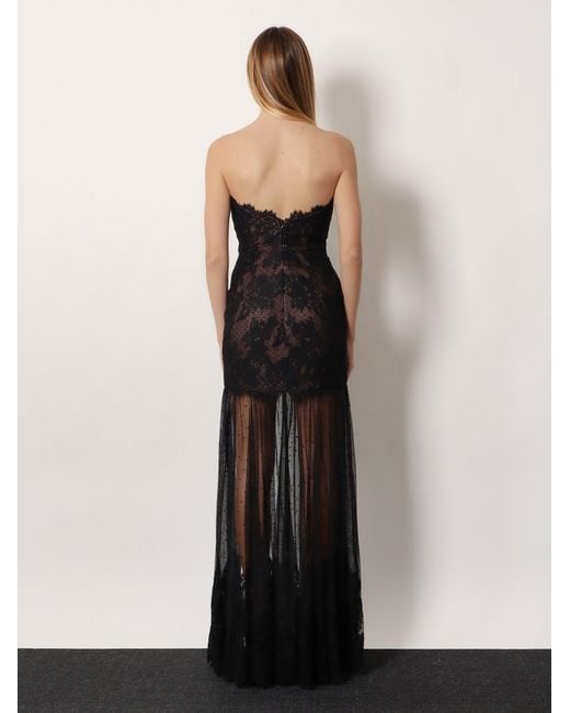 retroféte Black Maxi Dress With Sweetheart Neckline And Lace Bustier