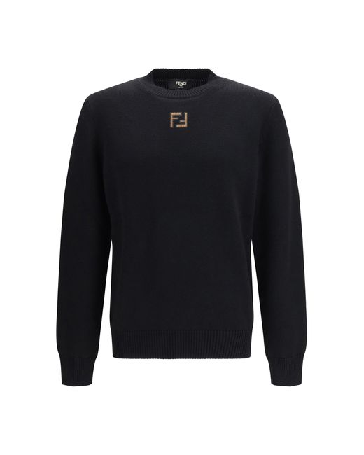 Fendi Blue Wool Pullover for men