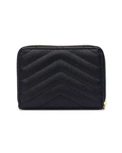 Saint Laurent Black Grain De Poudre Leather Cassandre Wallet