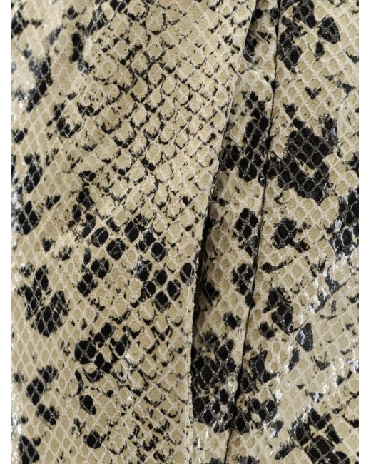 Alysi White Python-Print Leather Trousers