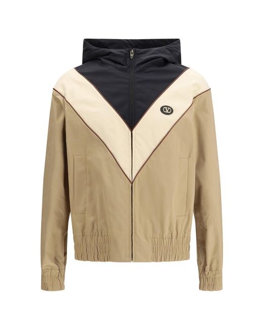 Valentino Blue Nylon Hooded Windbreaker Jacket for men