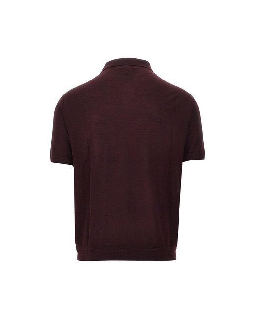 Emporio Armani Purple Virgin Wool And Silk Polo Shirt for men