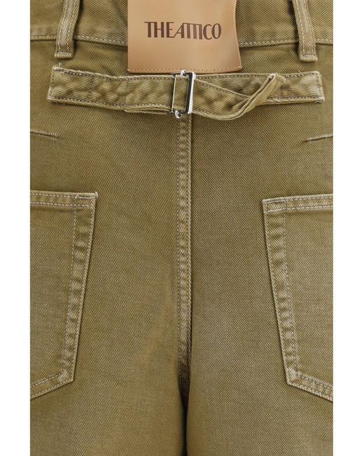 The Attico Green Wide-Leg Jeans With Back Belt