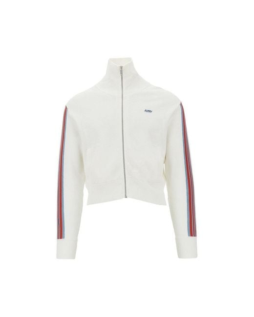 Autry White Knitted Track Jacket With Logo Embroidery for men