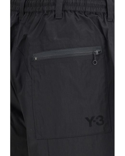 Y-3 Blue Cotton-Blend Cargo Bermuda Shorts for men