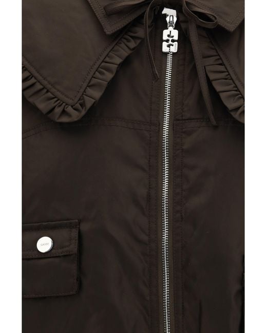 Ganni Black Duchesse Nylon Bomber Jacket