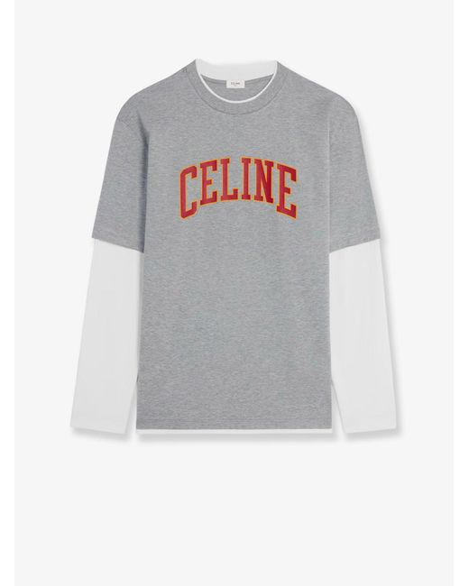 Men's Grey Cotton T-Shirt With Logo Print