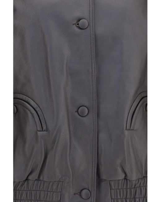 Blazé Milano Gray Blazè Milano Charlie Ares Leather Bomber Jacket