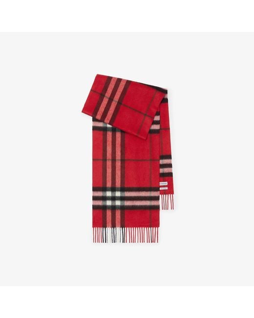 Burberry Red Cashmere Scarf Check for men