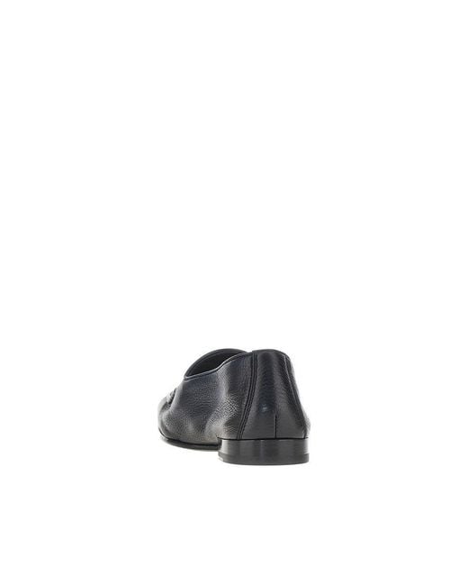 Doucal's Blue Grained Leather Loafers for men