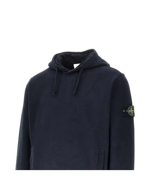 Stone Island Blue Cotton Hoodie for men