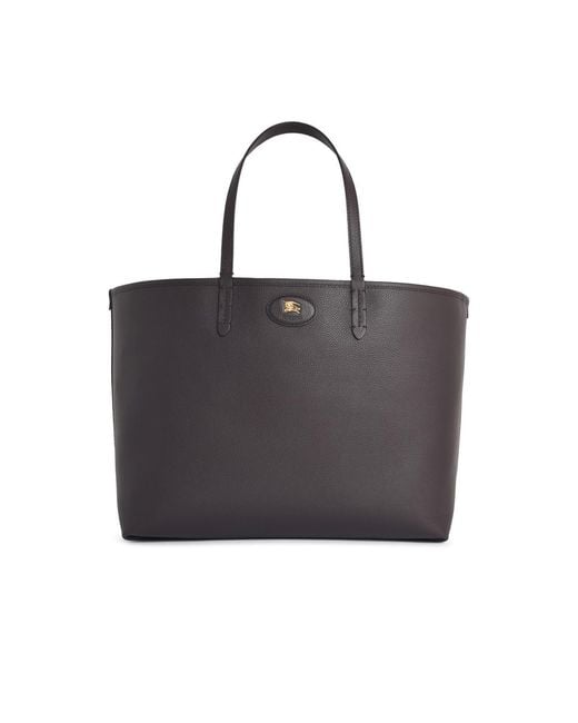 Burberry Black 'Tote Bloomsbury' Medium Reversible Leather 'Peat' Bag