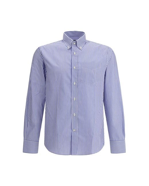 Deperlu Blue Striped Cotton Shirt for men