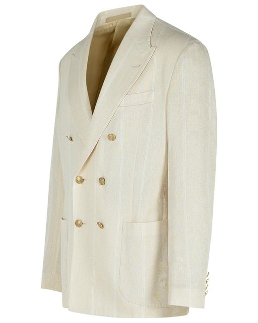 Eleventy Natural Cream Cotton Blend Blazer for men