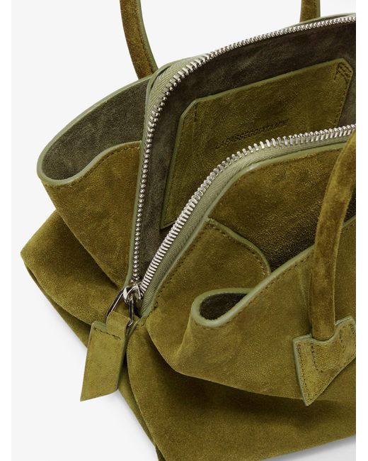 The Attico Green Handbag La Passeggiata Mini Suede Handbags