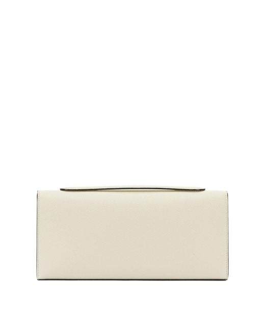 Valextra Natural "Isis" Clutch With Shoulder Strap