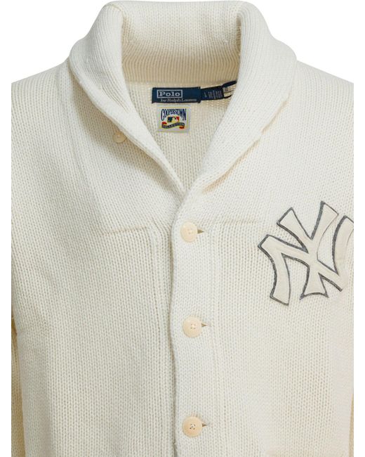 Polo Ralph Lauren White "New York Yankees Wool Cardigan for men