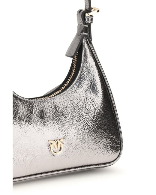 Pinko White Shoulder Bag Baby Lambskin Anthracite