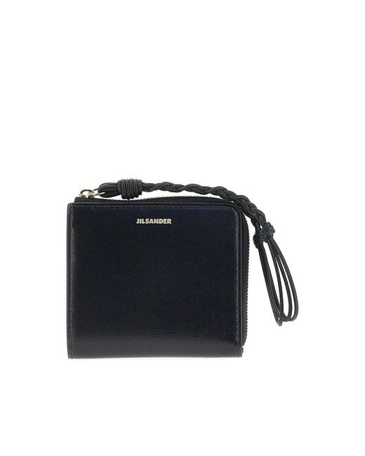 Jil Sander Blue Tangle Leather Zippered Cardholder