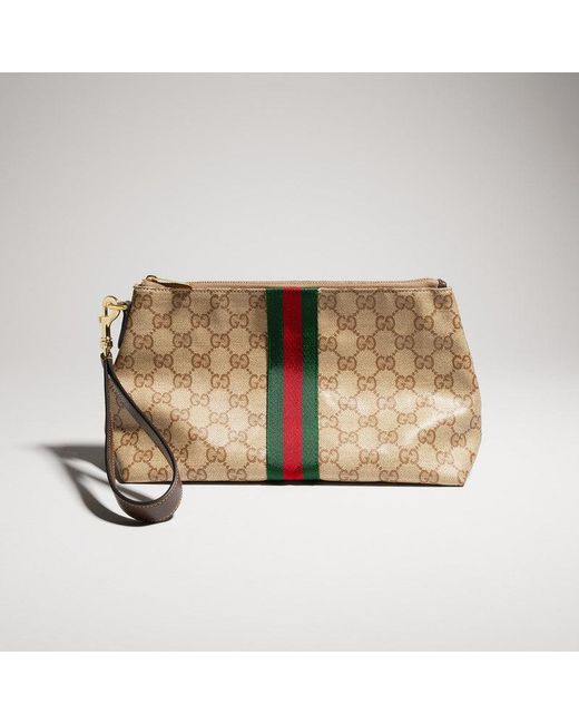 Men's Natural Small Pouch Gg Web Detail