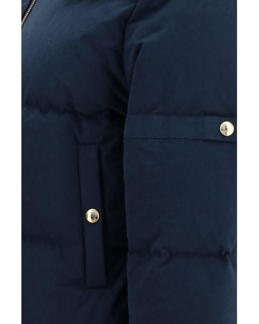 Thom Browne Blue Waxed Technical Puffer Jacket With Hood