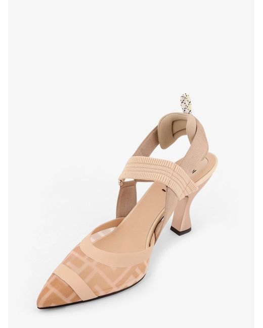 Fendi Natural Colibrã£Â¬ Technical Mesh Slingback With Ff Motif