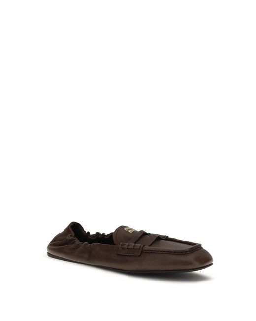 Miu Miu White Loafers Ruches Nappa Leather