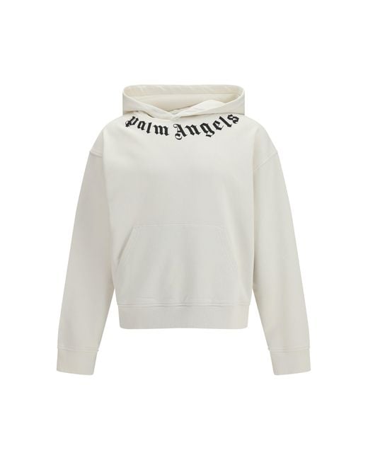 Palm Angels White Neck Logo Hoodie for men