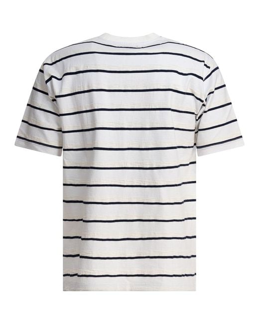 Beams Plus White Striped T-Shirt T-Shirts for men