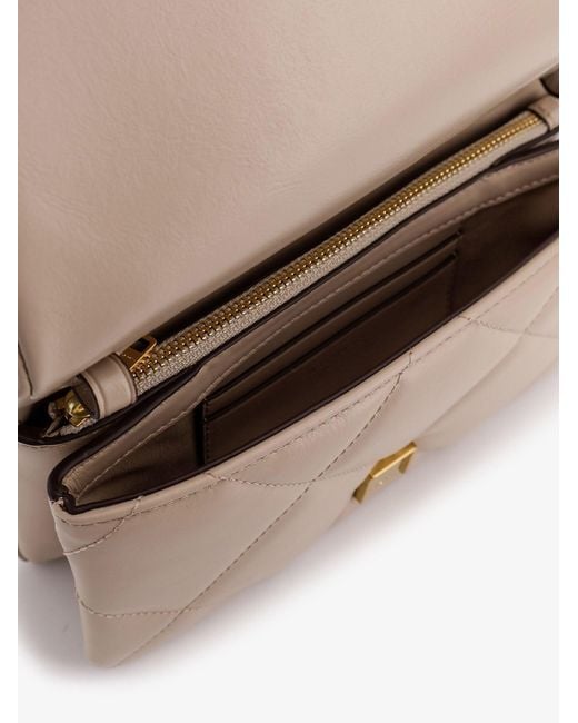 Tory Burch Natural Kira Quilted Leather Crossbody Bag