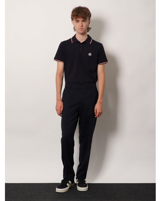 Moncler Blue Wool Blend Trousers for men