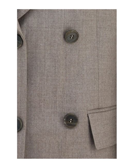 P.A.R.O.S.H. Gray P.A.R.O..H. Virgin Wool Double-Breasted Blazer