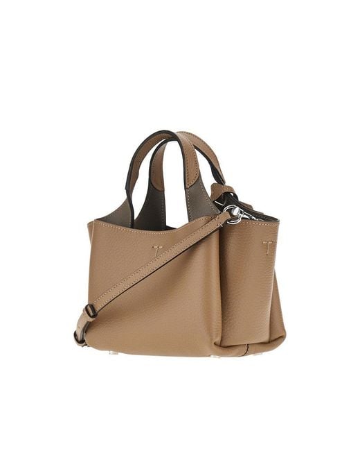 Tod's Brown Grained Leather Mini Shopping Bag