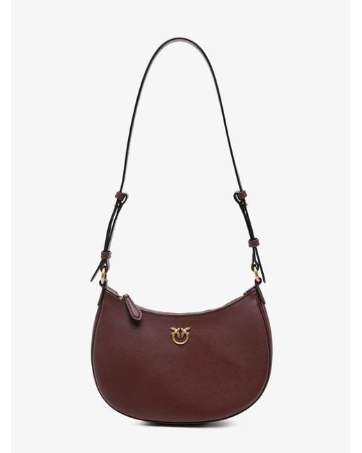 Pinko Red Half Moon Mini Leather Crossbody Bag