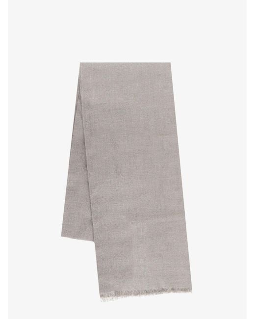 Brunello Cucinelli Gray Sparkling Cashmere And Silk Scarf
