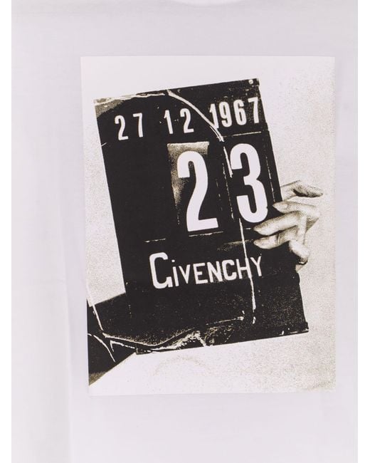 Givenchy White Cotton T-Shirt With Print On The Front