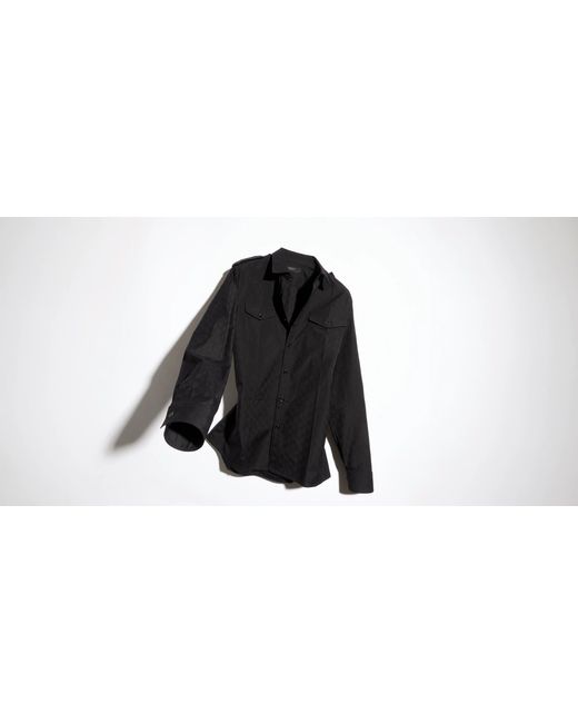 Men's Black Gg Cotton Poplin Shirt