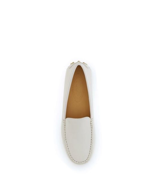 Tod's White Leather Gommino Loafers
