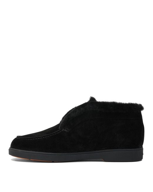 Santoni Black Fortune Loafers