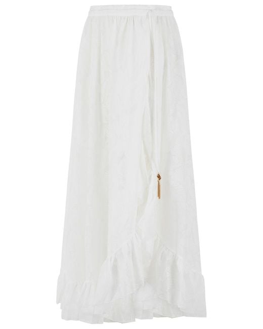 Zimmermann White 'Daylight' Long Skirt
