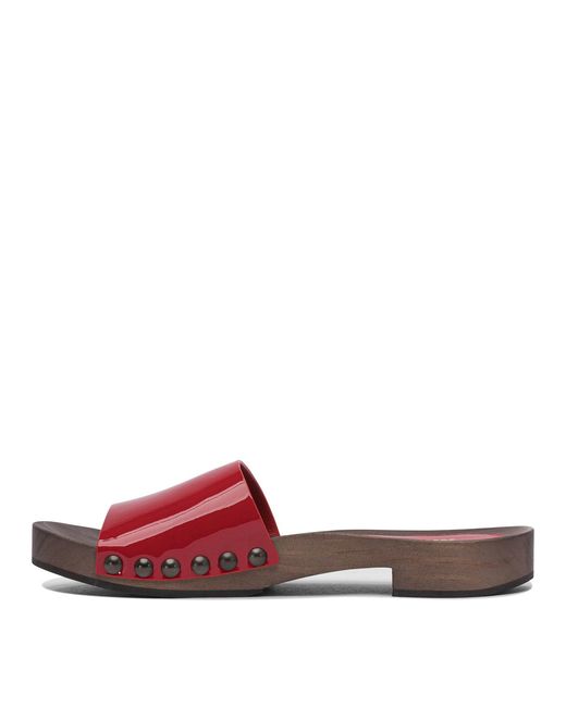 Miu Miu Red Patent Leather Clogs 30Mm