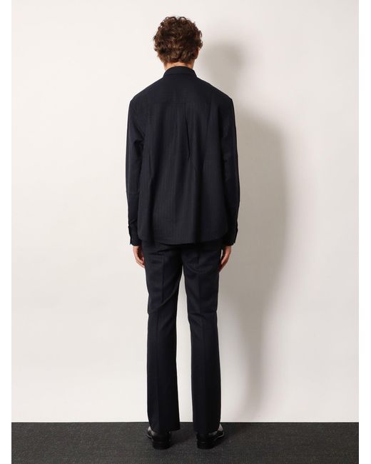 TONYWACK Blue Wool Blend Striped Shirt