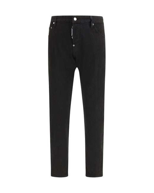 DSquared² Black Slim Twist Washed Jeans for men