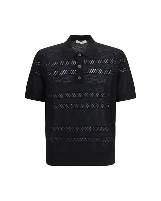 Dries Van Noten Black Mesh Polo Shirt for men