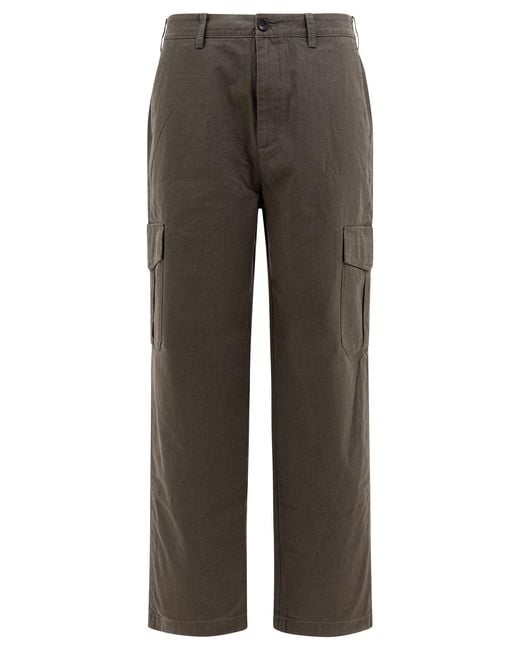 Vince Gray Cotton And Linen Cargo Trousers for men