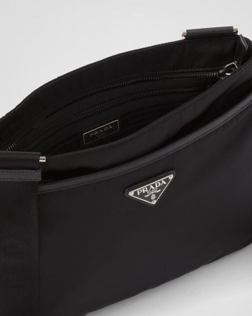 Prada Black Re-Nylon Saffiano Leather Crossbody Bag for men