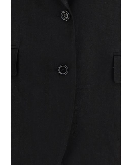 Lardini Black Blazer Double-Breasted Linen