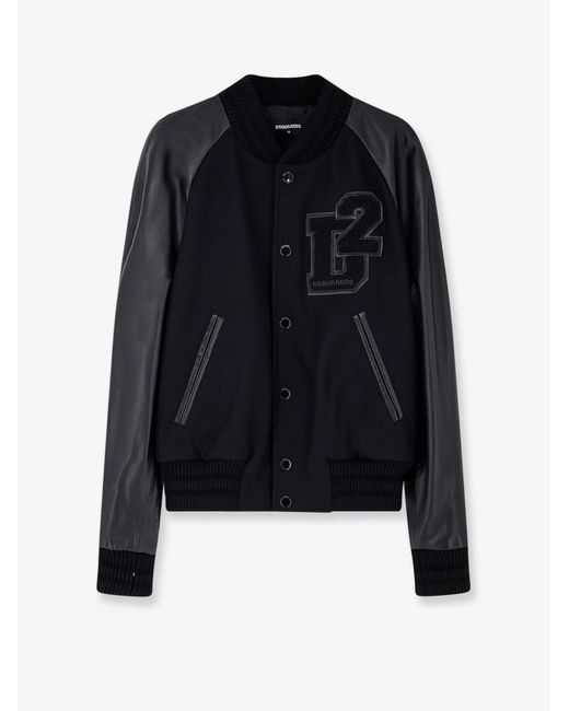 DSquared² Blue Jackets Pelle/Lana for men