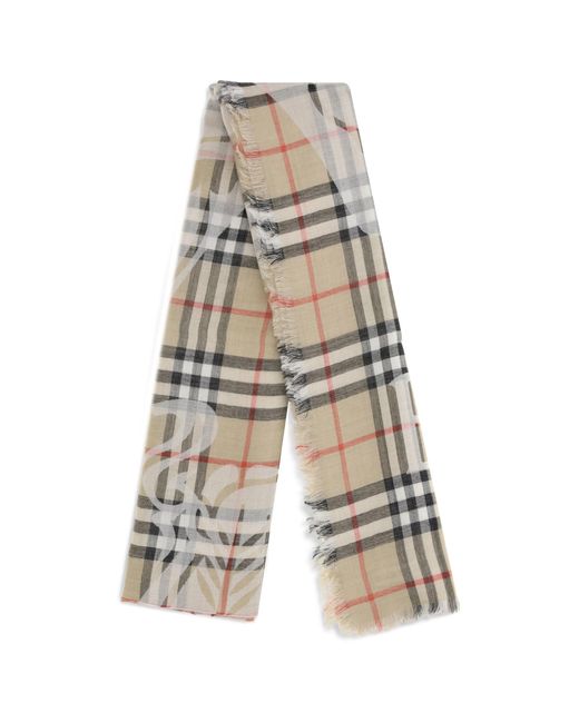 Burberry White Wide Wool And Silk Check Scarf With Ekd for men