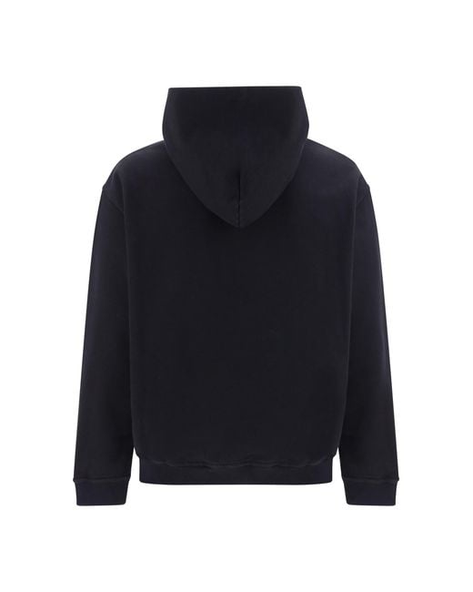 Margiela Blue Cotton Hooded Sweatshirt for men